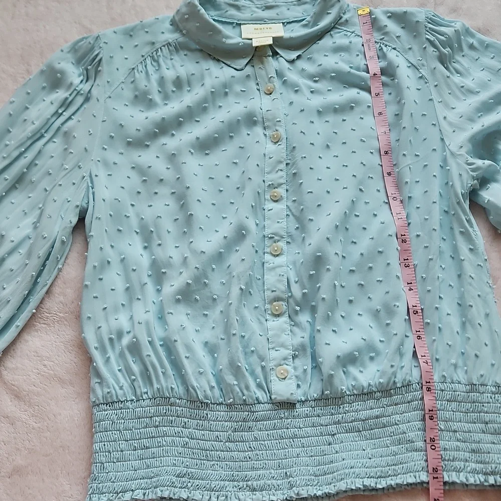 Anthropologie Maeve Blue Rosa Swiss Dot Blouse - Picture 4 of 7
